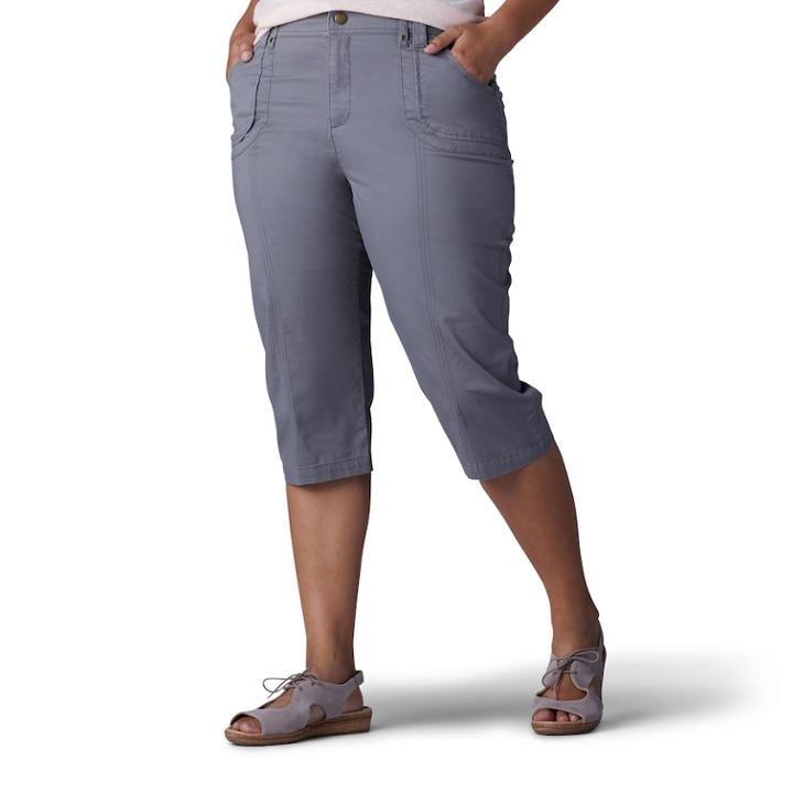 Plus Size Lee Lyric Twill Skimmer Capris, Women's, Size: 16 - Regular, Med Grey