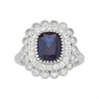 Sterling Silver Lab-created Blue & White Sapphire Halo Ring, Women's, Size: 10