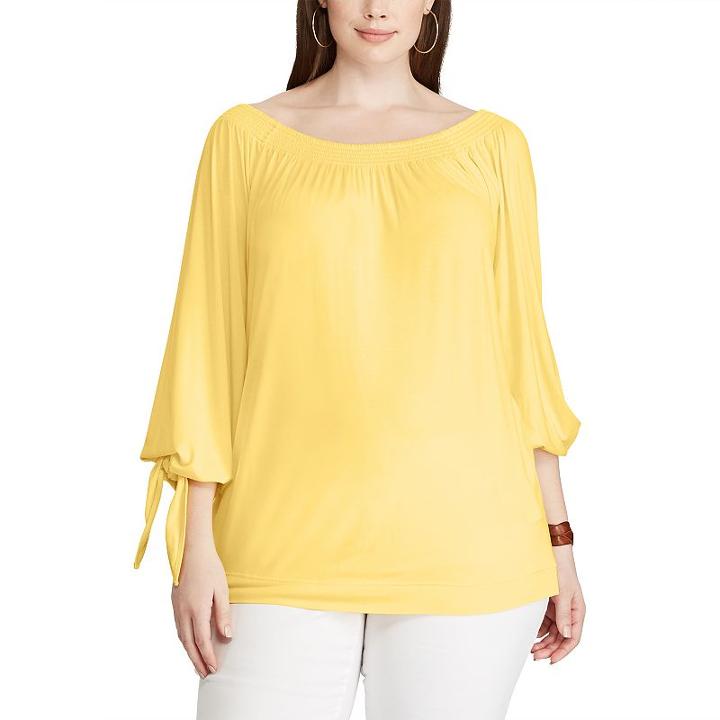 Plus Size Chaps Off-the-shoulder Top, Women's, Size: 3xl, Yellow