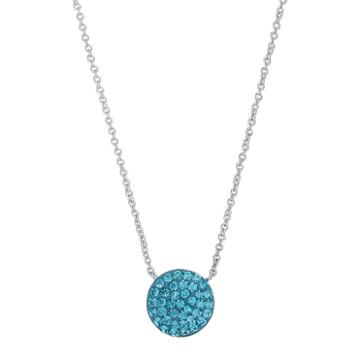 Silver Luxuries Silver Tone Crystal Disc Pendant Necklace, Women's, Grey