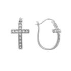 Sterling Silver 1/4-ct. T.w. Diamond Cross U-hoop Earrings, Women's, White