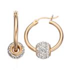 Crystal 14k Gold Over Silver Spinner Ball Hoop Earrings, Women's