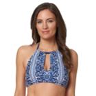 Women's Pink Envelope Medallion High-neck Bikini Top, Size: Xl, Blue (navy)