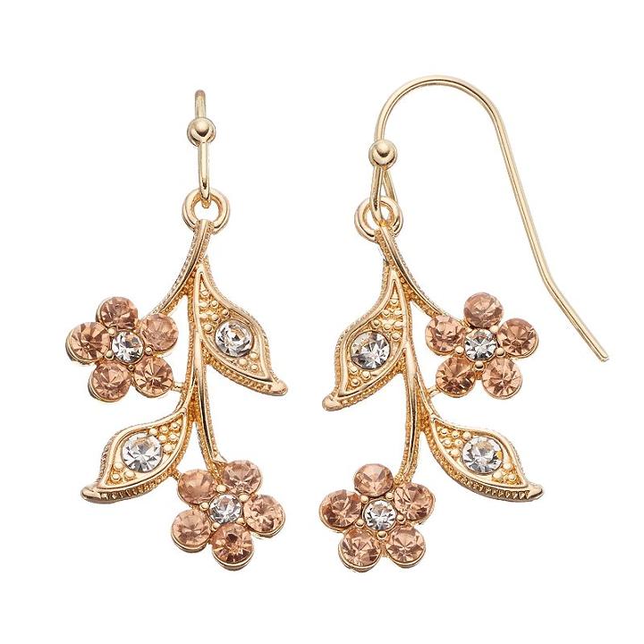Lc Lauren Conrad Floral Branch Drop Earrings, Women's, Multicolor