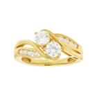 10k Gold 3/4 Carat T.w. Diamond 2-stone Ring, Women's, Size: 8, White