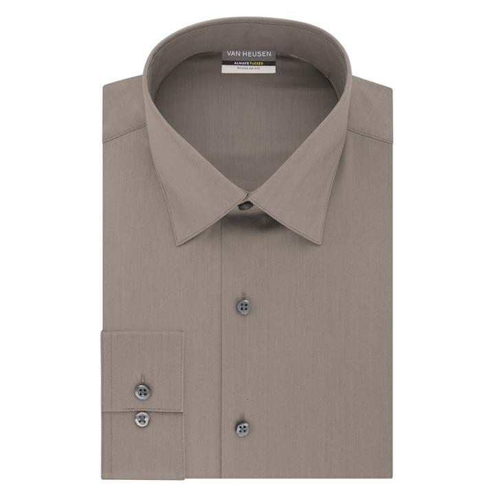 Men's Van Heusen Regular-fit Always Tucked Stretch Dress Shirt, Size: 18.5-34/35, Beige