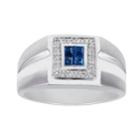 Men's 10k White Gold Sapphire & Diamond Accent Ring, Size: 11, Blue