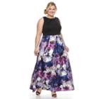 Plus Size Women's Chaya Floral Pleated Evening Gown, Size: 22 W, Purple Oth