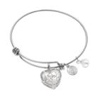 Love This Life Crystal Mom Floating Heart Charm Bangle Bracelet, Women's, Multicolor