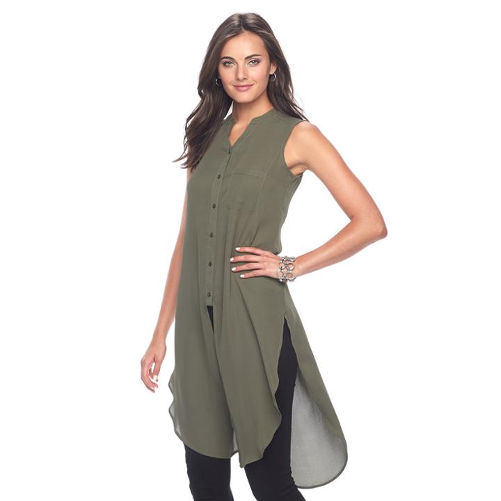 Women's Apt. 9&reg; Sleeveless Tunic Shirt, Size: Small, Green