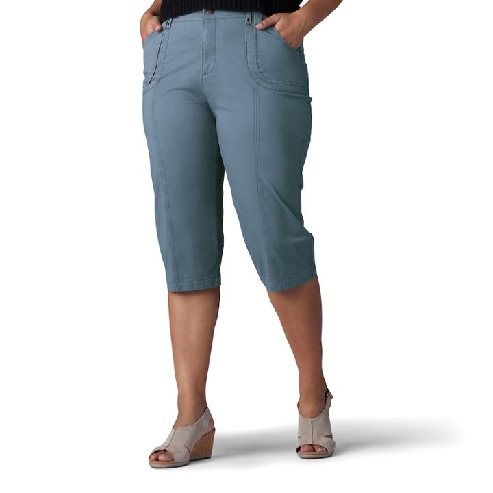 Plus Size Lee Lyric Twill Skimmer Capris, Women's, Size: 16 - Regular, Dark Blue