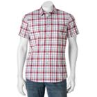 Men's Apt. 9&reg; Patterned Slim-fit Stretch Button-down Shirt, Size: Med Slim, Red