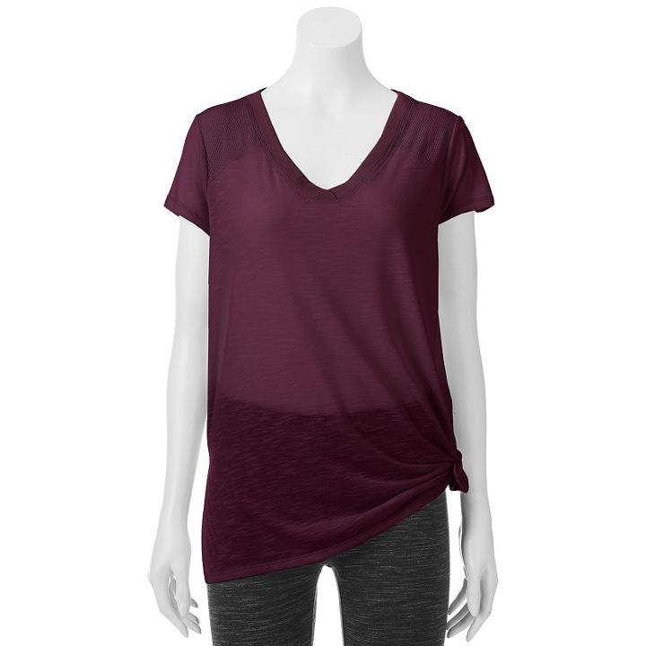 Juniors' So&reg; Knot Front Active Tee, Teens, Size: Xs, Drk Purple