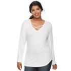 Juniors' Plus Size So&reg; Crisscross Top, Teens, Size: 3xl, White