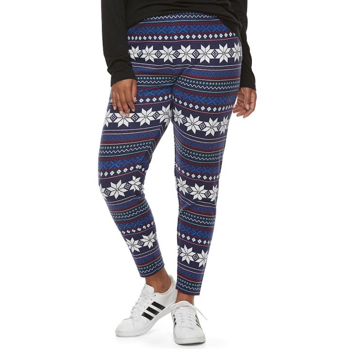 Juniors' Plus Size So&reg; Holiday Leggings, Teens, Size: 2xl, Blue