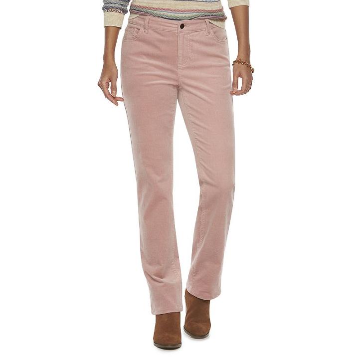 Women's Chaps Corduroy Straight-leg Pants, Size: 14 Short, Pink