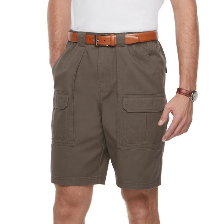 Men's Croft & Barrow&reg; Classic-fit Side-elastic 9.5-inch Cargo Shorts, Size: 33, Dark Brown