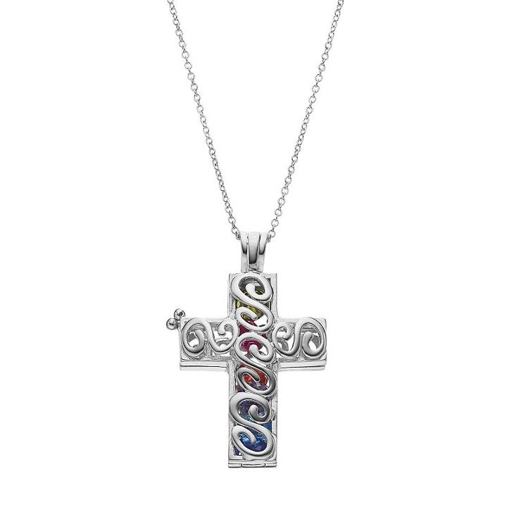 Sentimental Expressions Sterling Silver Cubic Zirconia Promises Of The Rainbow Cross Necklace, Women's, Size: 18, Multicolor