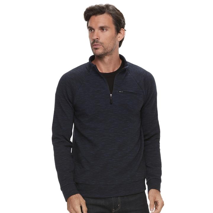 Big & Tall Men's Marc Anthony Slim-fit Marled Quarter-zip Pullover, Size: Xxl Tall, Blue