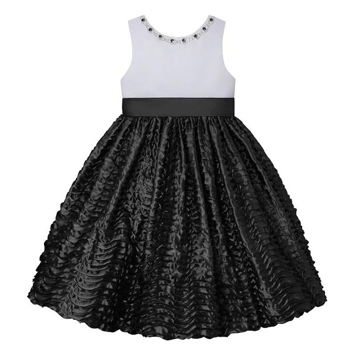 Girls 7-16 American Princess Rhinestone Neck Wavy Textured Skirt Dress, Girl's, Size: 10, Ovrfl Oth