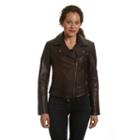 Women's Excelled Asymmetrical Leather Motorcycle Jacket, Size: Xl, Brown