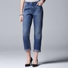 Women's Simply Vera Vera Wang Cuffed Straight-leg Jeans, Size: 8, Brt Blue