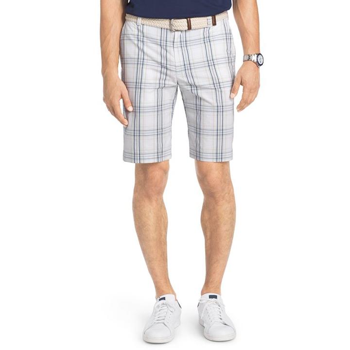 Men's Izod Portsmith Plaid Classic-fit Shorts, Size: 40, Light Grey