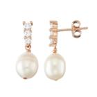 Lily & Lace 14k Rose Gold Plated Freshwater Cultured Pearl & Cubic Zirconia Drop Earrings, Women's, White
