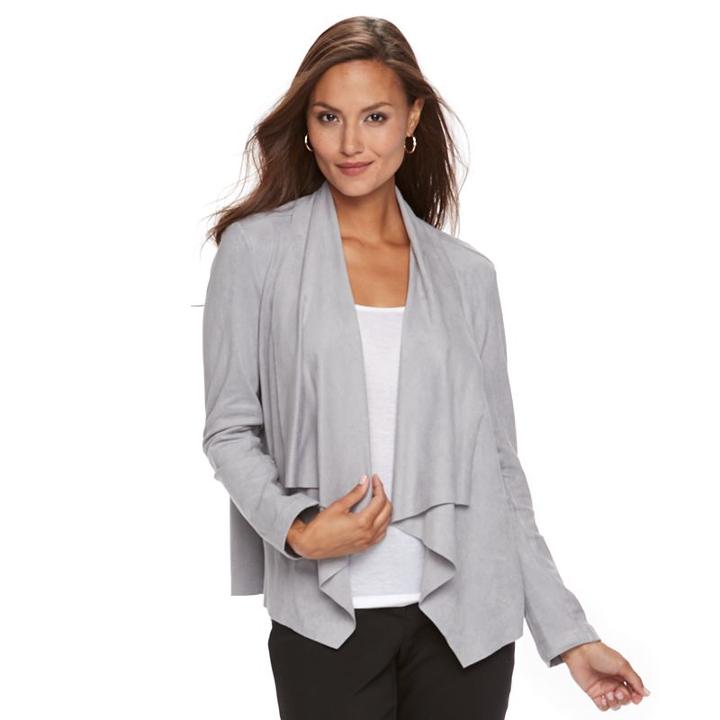 Women's Dana Buchman Faux-suede Open-front Blazer, Size: Xl, Grey