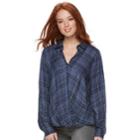 Women's Rock & Republic&reg; Print Drape High-low Top, Size: Small, Med Blue