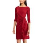 Women's Chaps Knot-front Ruffle Sheath Dress, Size: Small, Red