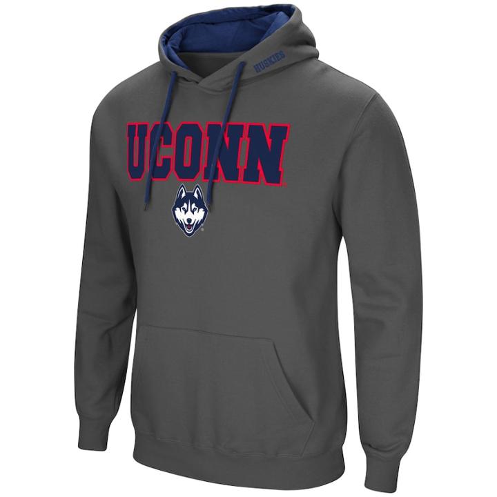 Men's Uconn Huskies Pullover Fleece Hoodie, Size: Xl, Grey (charcoal)