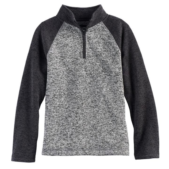 Boys' 8-20 Urban Pipeline&reg; Marled Raglan Sweater Fleece Quarter-zip Pullover, Size: Xl, Black