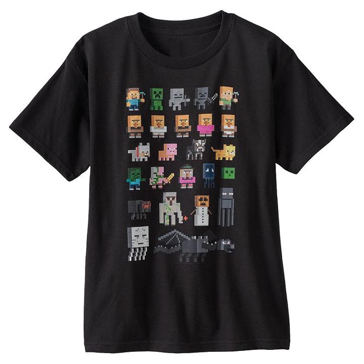 Boys 8-20 Minecraft Sprites Tee, Boy's, Size: Large, Black