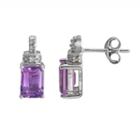 Sterling Silver Amethyst And Diamond Accent Drop Earrings, Women's, Purple