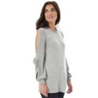 Juniors' Iz Byer California Split Sleeve Necklace Top, Teens, Size: Small, Light Grey