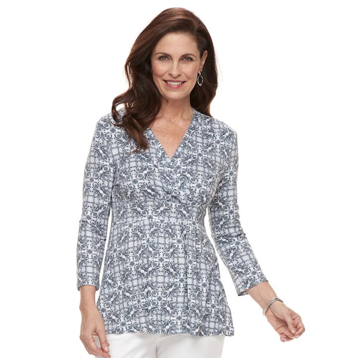 Women's Croft & Barrow&reg; Surplice Empire Top, Size: Xxl, Med Grey