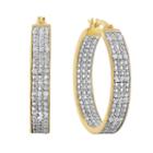 10k Gold Over Silver 1/2 Carat T.w. Diamond Inside Out Hoop Earrings, Women's