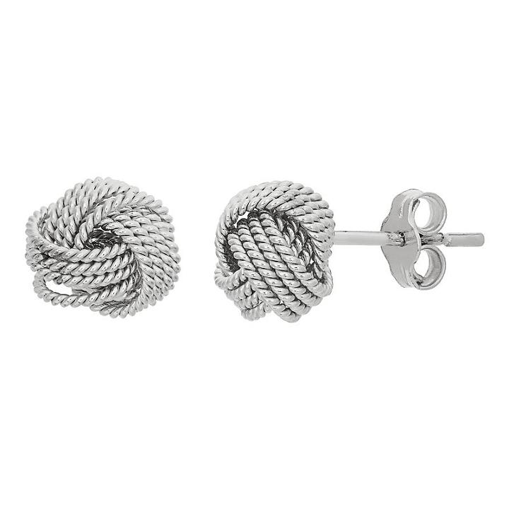 Sterling Silver Rope Love Knot Button Stud Earrings, Women's, Grey
