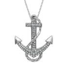 Artistique Crystal Sterling Silver Anchor Pendant Necklace, Women's, White