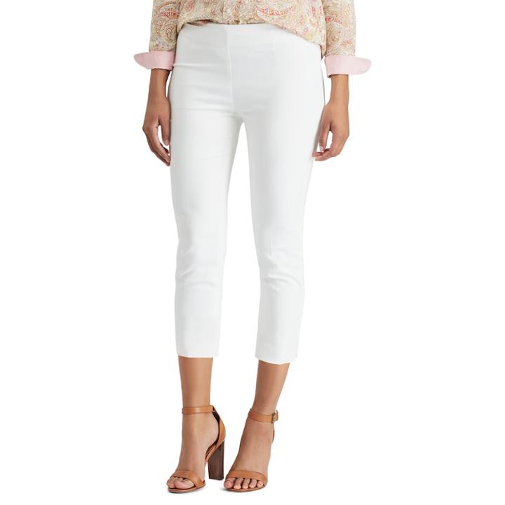 Women's Chaps Slim Fit Capris, Size: 14, White