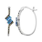 Tori Hill Sterling Silver Marcasite & Blue Glass Hoop Earrings, Women's
