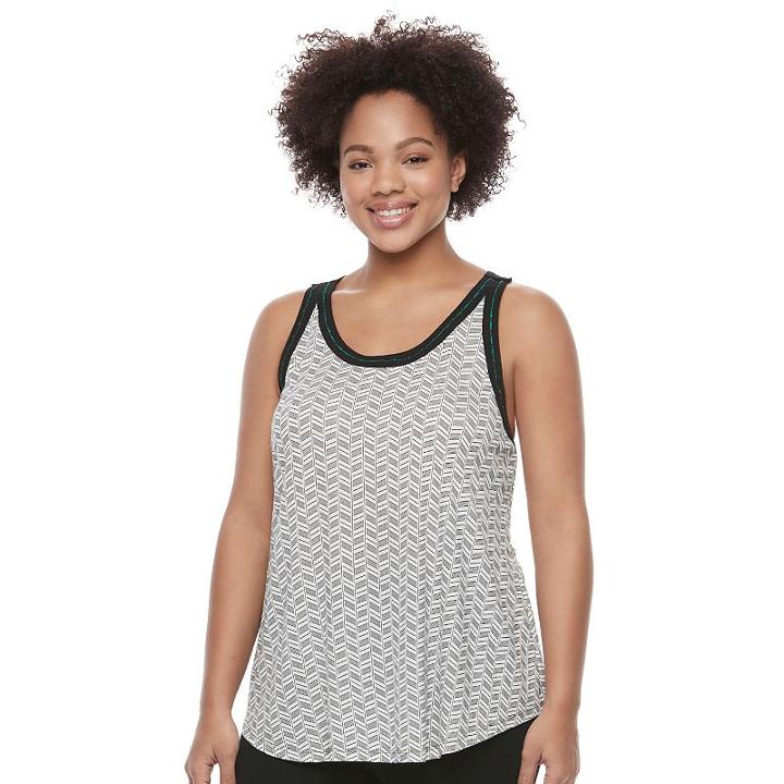 Juniors' Plus Size Candie's&reg; Chevron Back Tank, Girl's, Size: 1xl, White