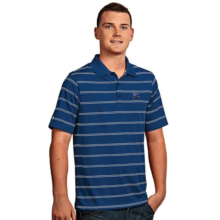 Men's Antigua Montreal Impact Deluxe Striped Desert Dry Xtra-lite Performance Polo, Size: Large, Dark Blue