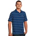 Men's Antigua Montreal Impact Deluxe Striped Desert Dry Xtra-lite Performance Polo, Size: Large, Dark Blue