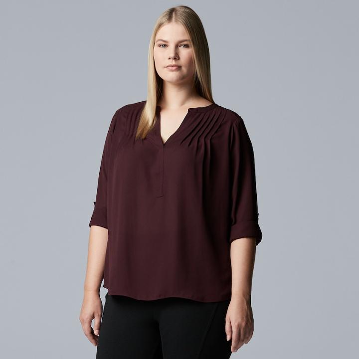 Plus Size Simpy Vera Vera Wang Pintuck Top, Women's, Size: 0x, Drk Purple