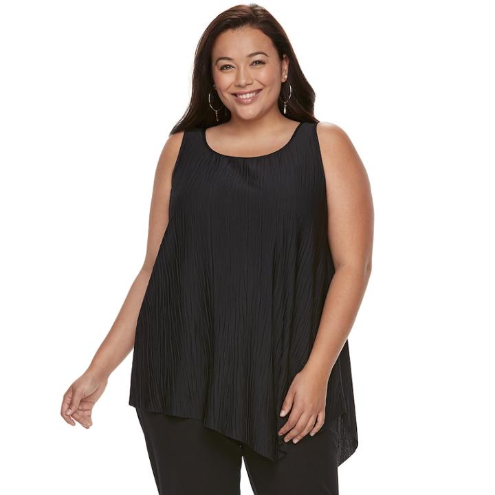 Plus Size Apt. 9&reg; Asymmetrical Textured Tank, Women's, Size: 0x, Black