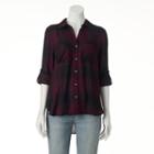 Women's Rock & Republic&reg; High-low Plaid Shirt, Size: Xl, Red