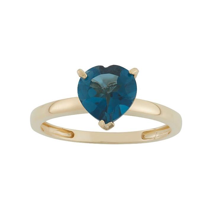 London Blue Topaz 10k Gold Heart Ring, Women's, Size: 7