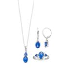 Sterling Silver Simulated Sapphire & Diamond Accent Jewelry Set, Women's, Blue